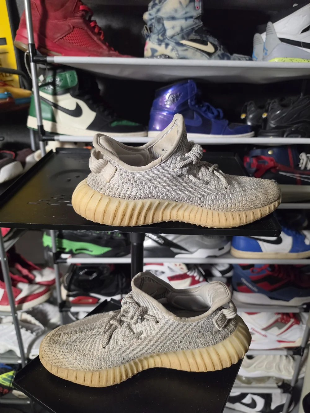 🔥 adidas Yeezy Boozt 350 Men Size 8  Beige Knit Athletic Sneakers with Gum Sole